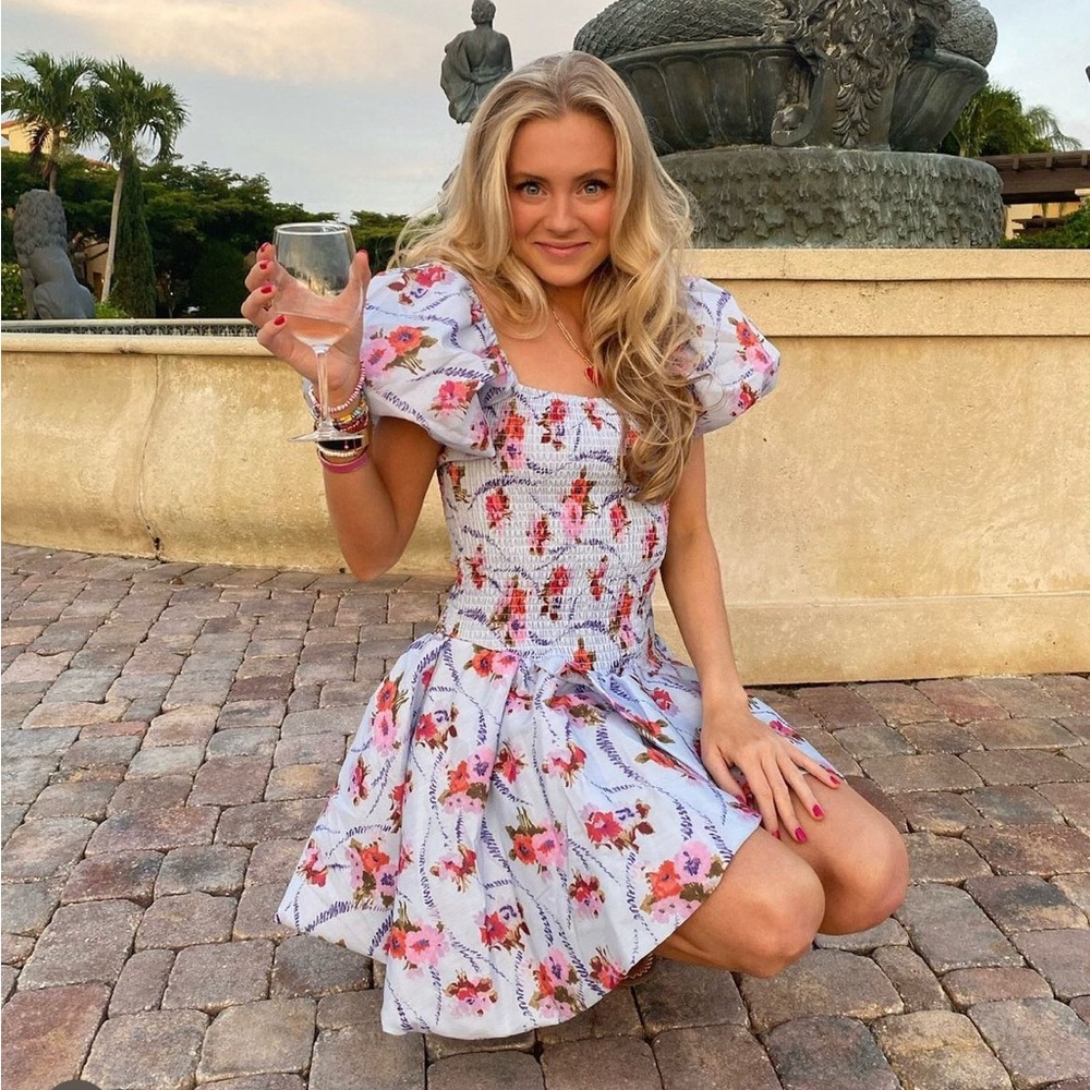 Supper Club Betty Dress in Floral Periwinkle Print